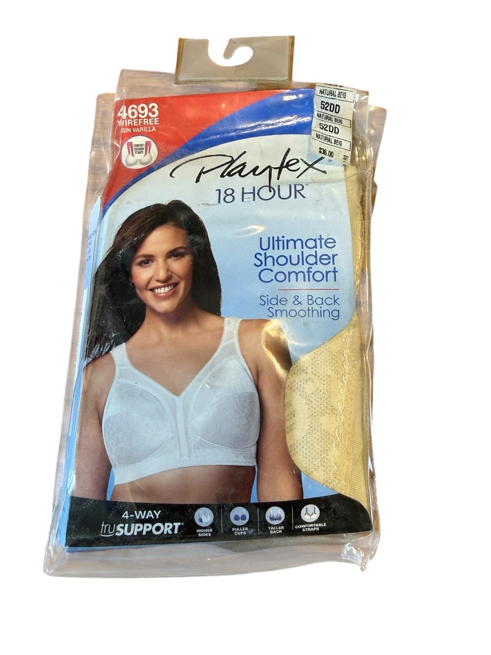 NEW Playtex 18 Hour Ultimate Shoulder Comfort WireFree #4693 Bra Side Smoothing